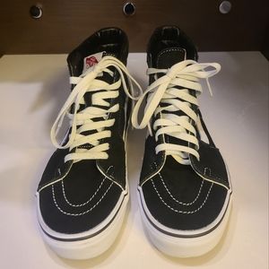 Vans SK-8 Black/Suede/Canvas White High Top Classic Sneaker Women's Size 9.5